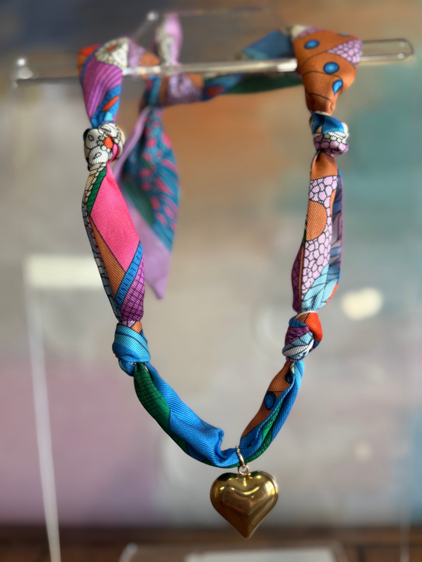 Peacock Prism Twilly Scarf Necklace