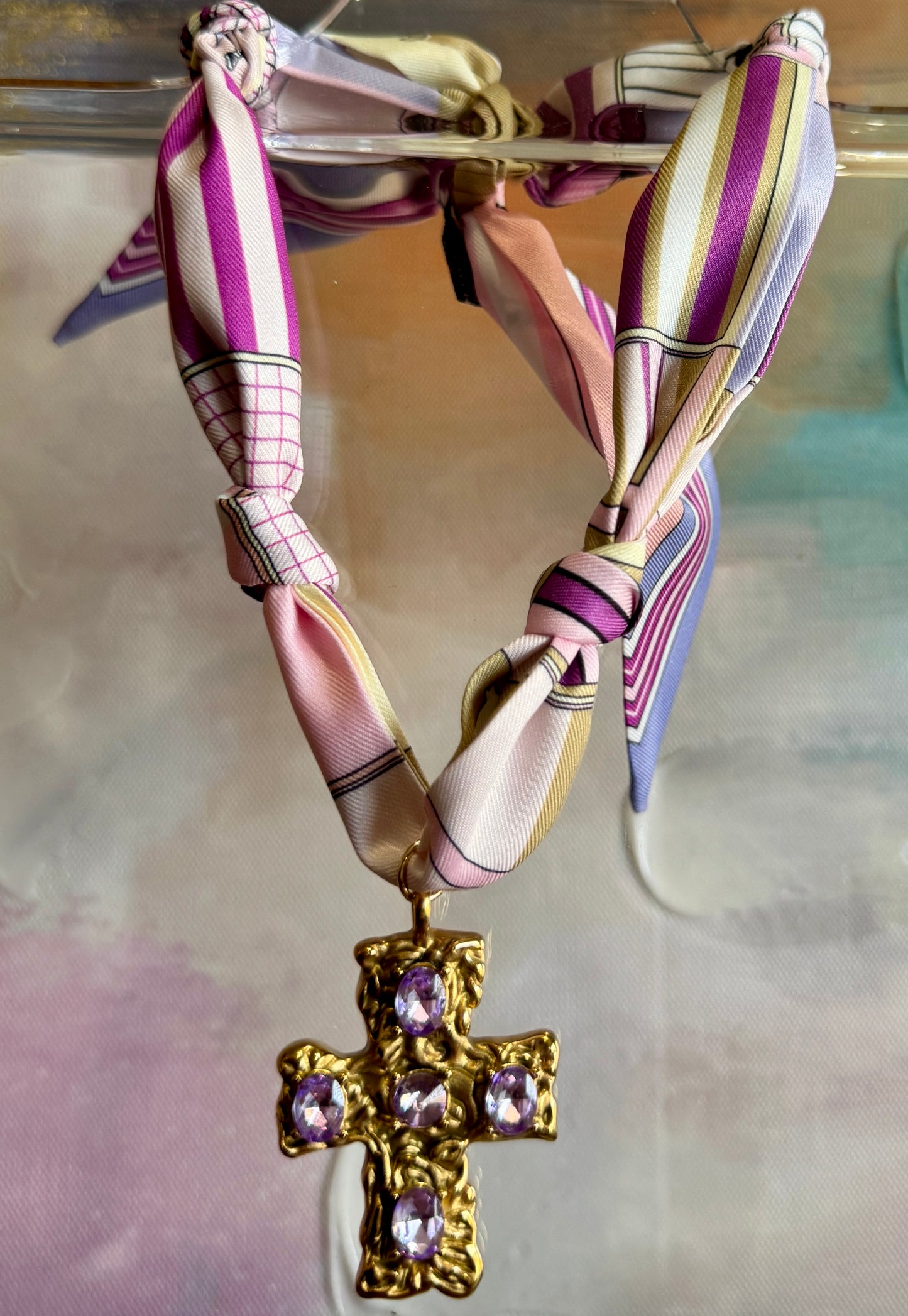 Purple Equestrian Chic Scarf Necklace
