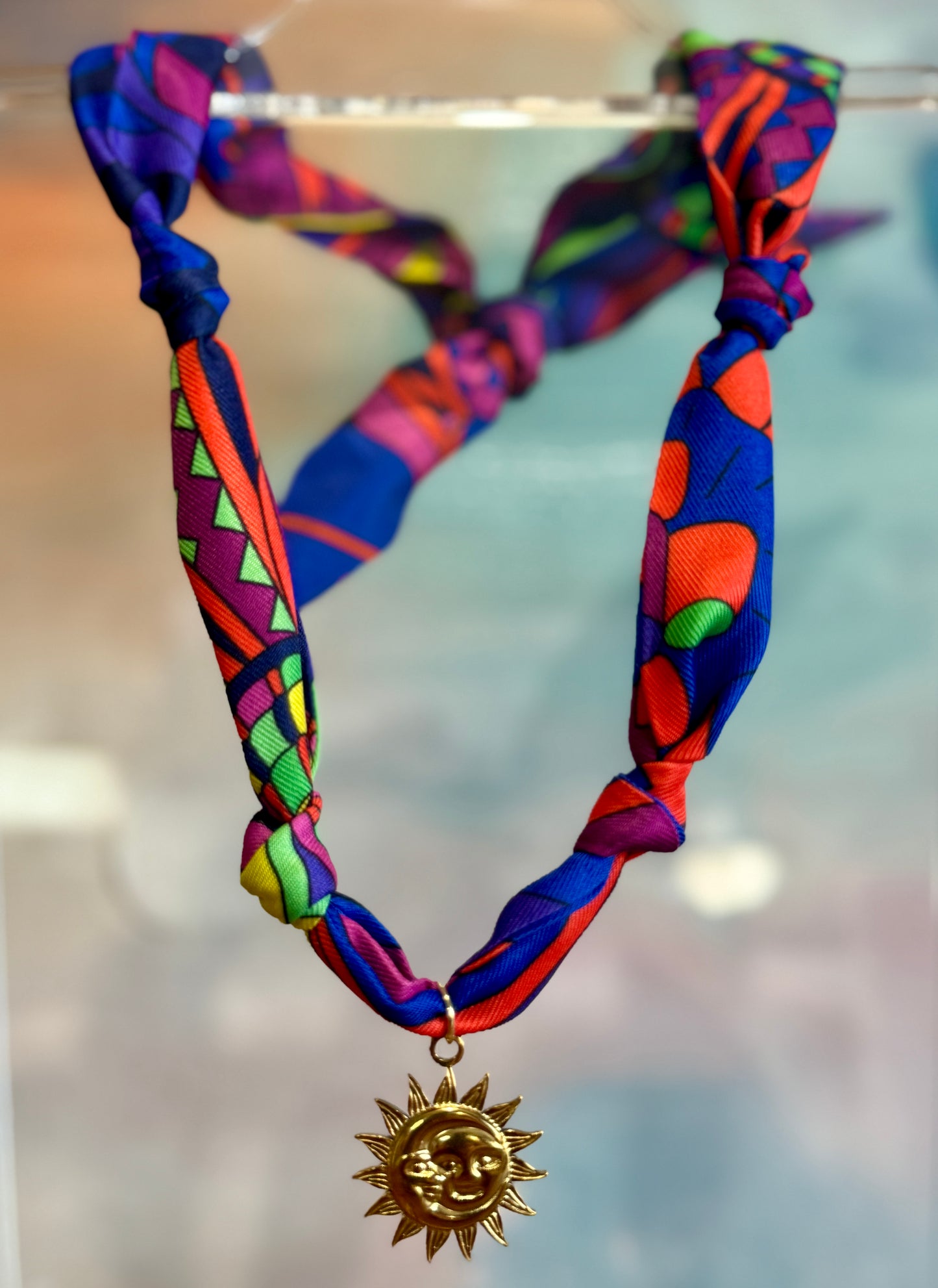 Electric Bloom Twilly Scarf Necklace