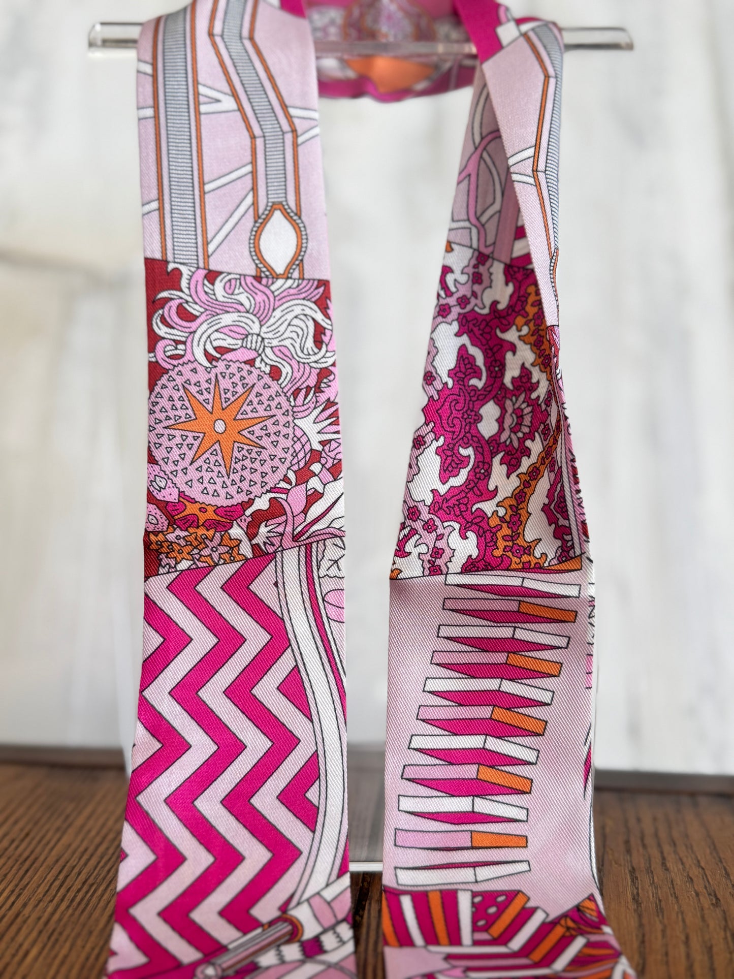 Electric Rosé Twilly Scarf Necklace